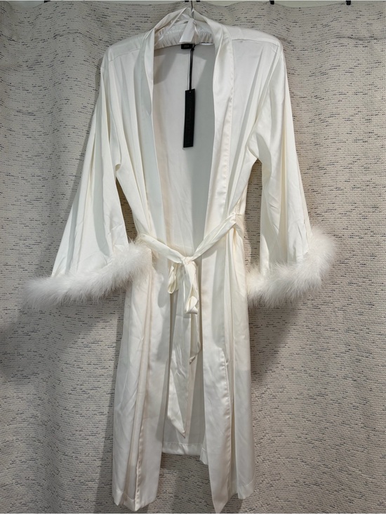 House of Harlow 1960 Other - House of Harlow 1960 White Satin Feather Sleeve Robe